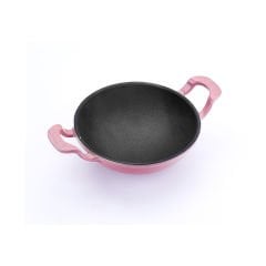 Lava Döküm Mini Wok Çap(Ø)16cm. Yekpare Kulplu - Pembe