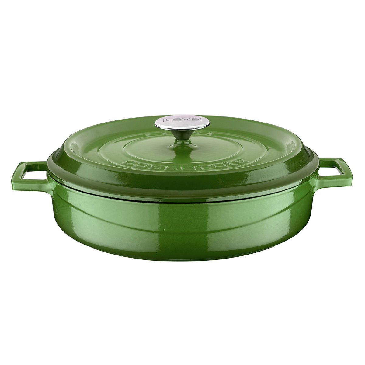 Lava Casting Multi-Purpose Flat Pot Diameter (Ø)28. Trendy Series - Green