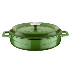 Lava Casting Multi-Purpose Flat Pot Diameter (Ø)28. Trendy Series - Green