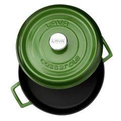 Lava Casting Multi-Purpose Flat Pot Diameter (Ø)28. Trendy Series - Green