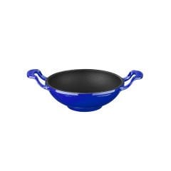 Lava Döküm Mini Wok Çap(Ø)16cm. Yekpare Kulplu  - Mavi