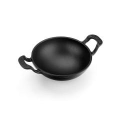 Lava Döküm  Mini Wok Çap(Ø)16cm. Yekpare Kulplu - Siyah