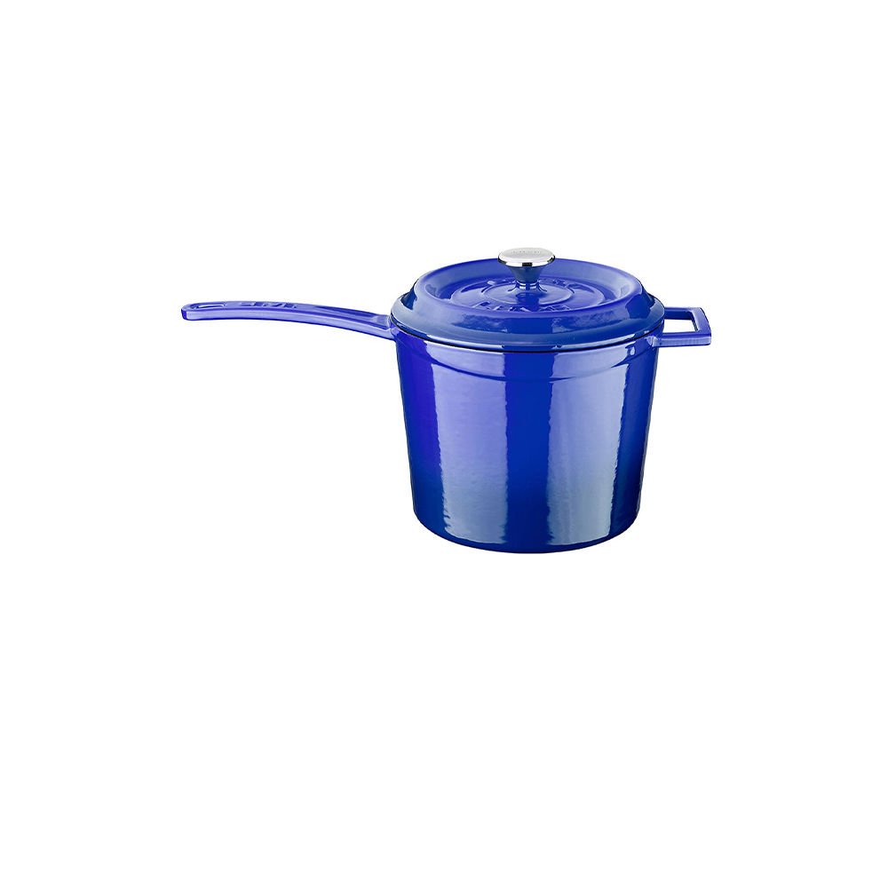 Lava Casting Round Sauce Pot. Cast Iron Solid Handle Trendy Series Diameter(Ø18 cm. - Blue