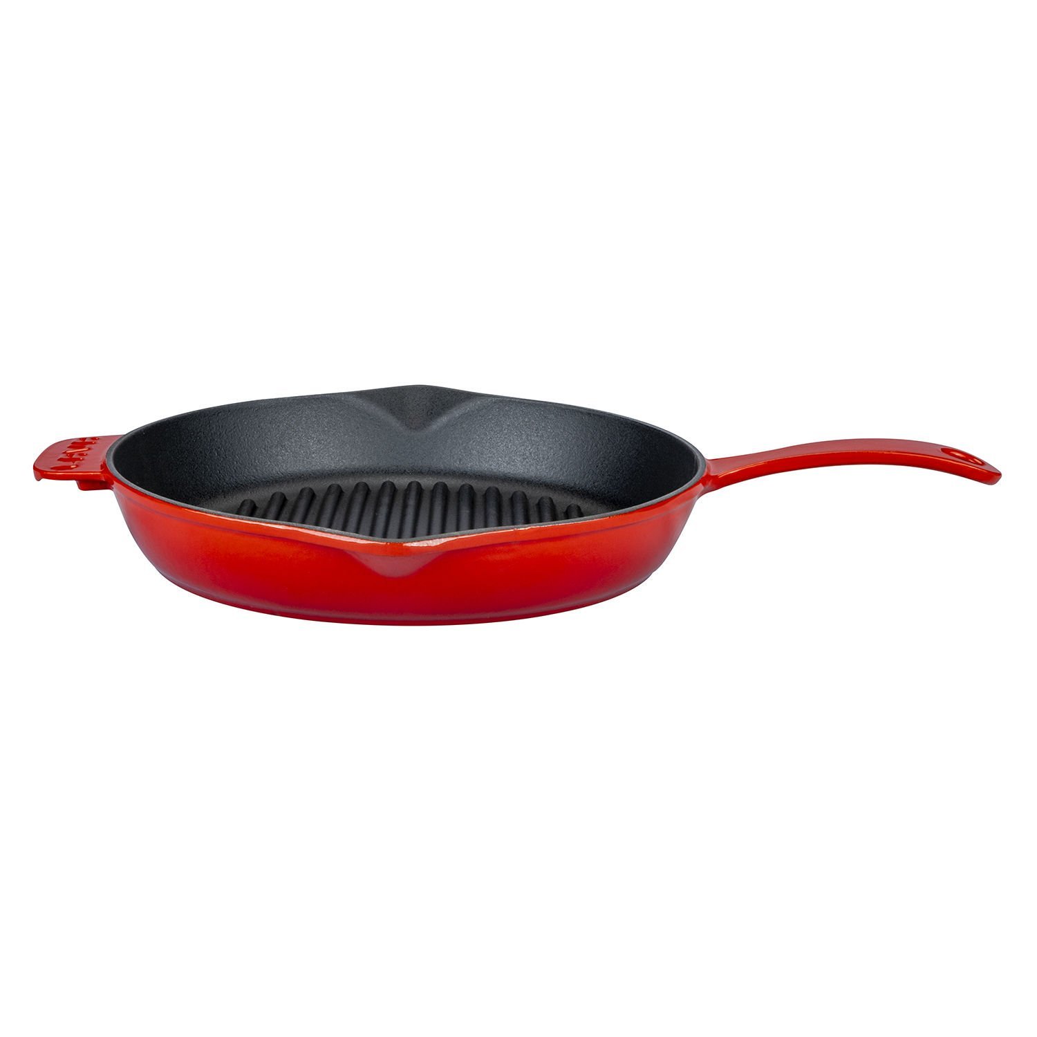 Lava Cast Round Grill Pan Diameter (Ø)28cm. Cast Iron Solid Handle - Red Spoon Gift