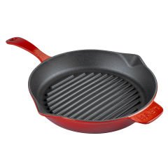 Lava Cast Round Grill Pan Diameter (Ø)28cm. Cast Iron Solid Handle - Red Spoon Gift