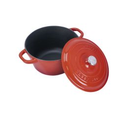 Lava Cast Round Pot Cast Iron Lid New Heritage Series Diameter(Ø)22cm - Red