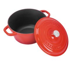 Lava Cast runder Topf Gusseisendeckel Neue Heritage-Serie Durchmesser (Ø) 26 cm. - Rot