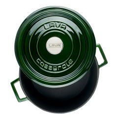 Lava Casting Diameter(Ø)28cm. Round Pot Cast Iron Solid Handle Premium Series - Majolica Green