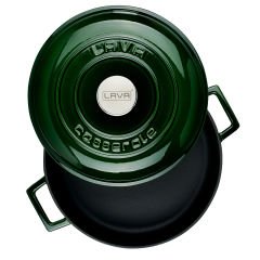 Lava Döküm Çap(Ø)28cm. Çok Amaçlı Yayvan Tencere Döküm Demir Kubbe Form Kapak Premium Serisi - Majolica Yeşil