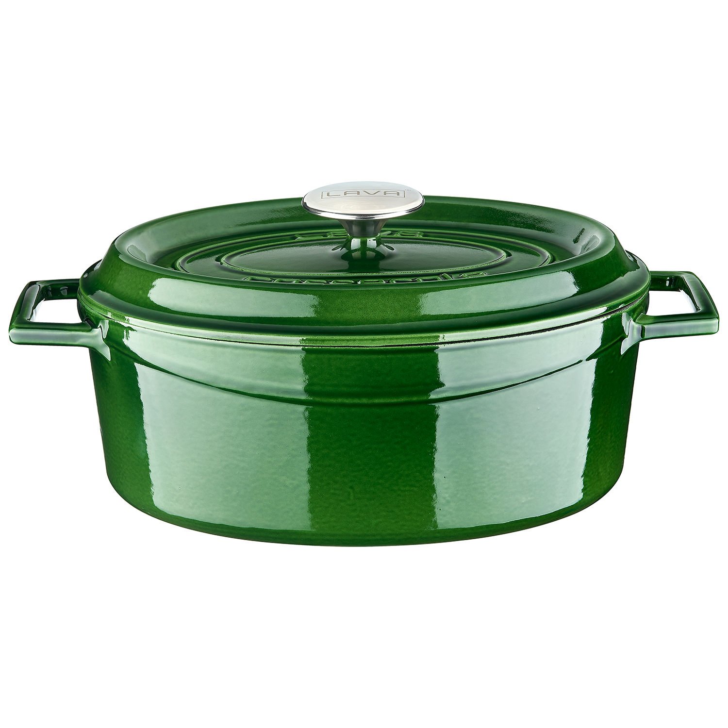 Lava Casting 23x29cm. Oval Cookware Cast Iron Monolithic Handled Premium Series Size- Majolica Green
