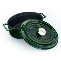 Lava Casting 23x29cm. Oval Cookware Cast Iron Monolithic Handled Premium Series Size- Majolica Green