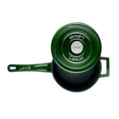 Lava Casting Round Sauce Pot Diameter(Ø)16cm. Cast Iron Solid Handle Premium Series - Majolica Green