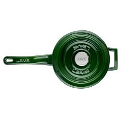 Lava Casting Round Sauce Pot Diameter(Ø)18cm. Cast Iron Solid Handle Premium Series - Majolica Green