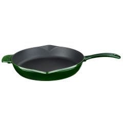 Lava Cast Round Frying Pan Diameter (Ø)28cm. Premium Series with Cast Iron Solid Handle. - Majolica Green