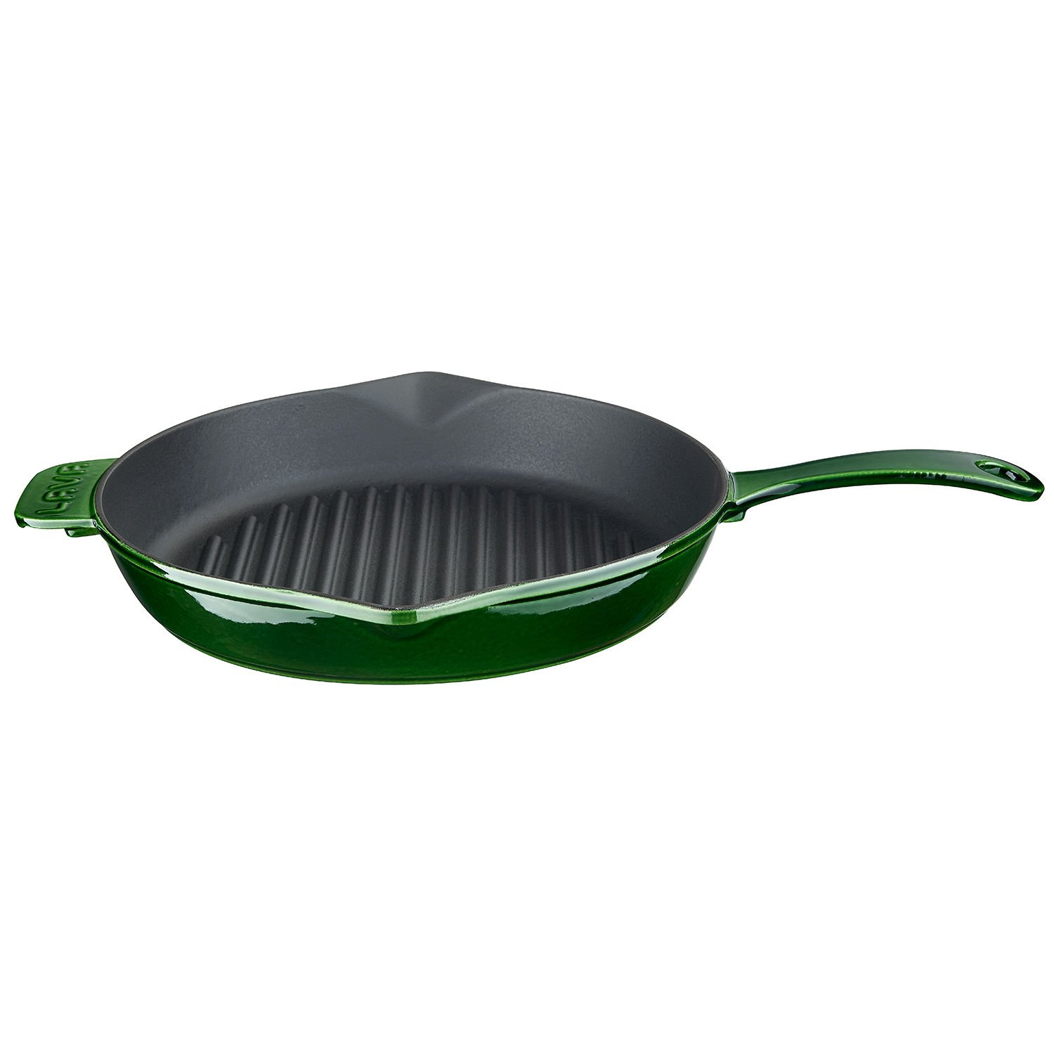 Lava Casting Round Grill Pan Diameter (Ø)28cm. Premium Series with Cast Iron Solid Handle. - Majolica Green