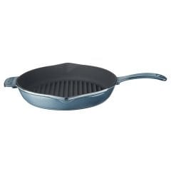 Lava Casting Round Grill Pan Diameter (Ø)28cm. Premium Series with Cast Iron Solid Handle. - Majolica Gray