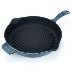 Lava Casting Round Grill Pan Diameter (Ø)28cm. Premium Series with Cast Iron Solid Handle. - Majolica Gray