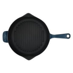 Lava Casting Round Grill Pan Diameter (Ø)28cm. Premium Series with Cast Iron Solid Handle. - Majolica Gray