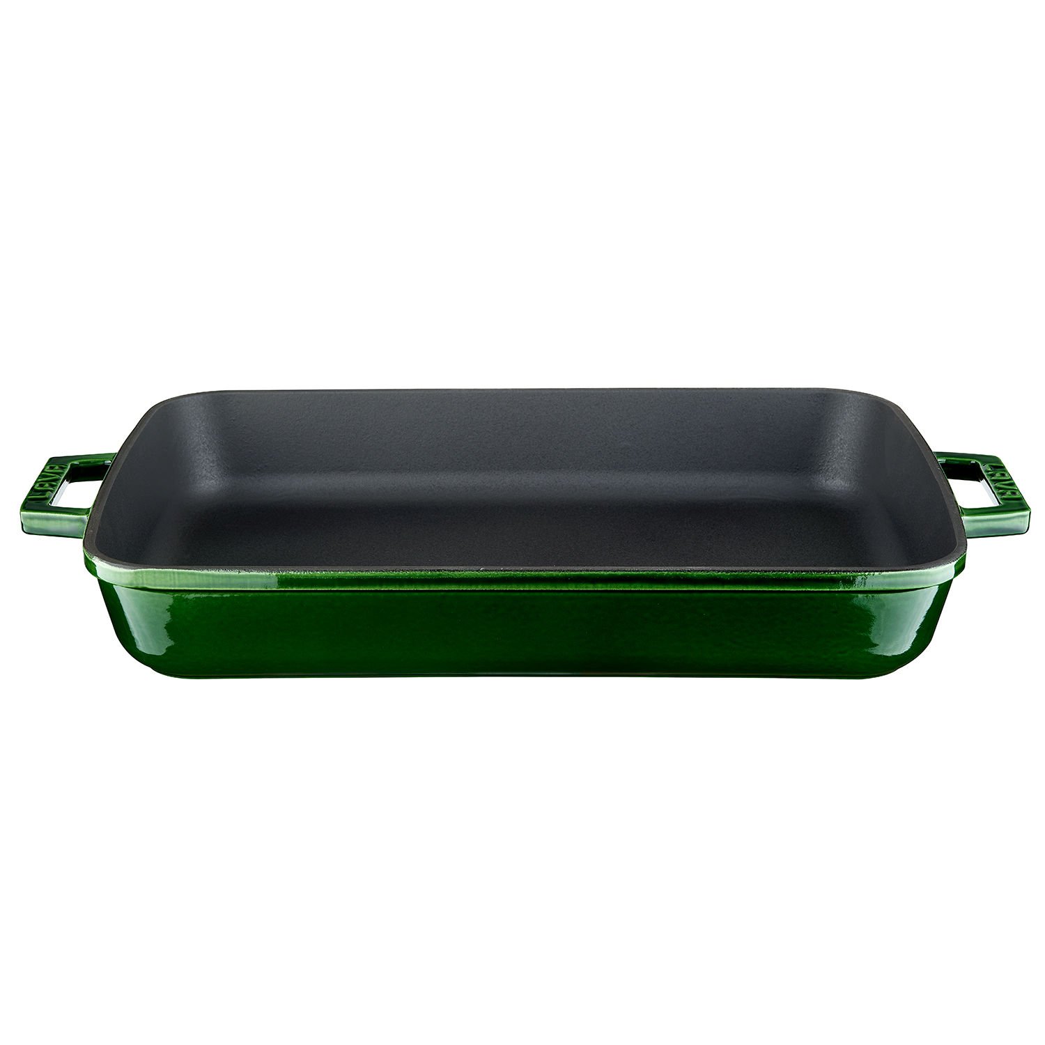 Lava Casting Dimension 26x40cm. Rectangular Roast and Oven Tray Cast Iron Solid Double Handle Premium Series - Majolica Green