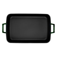 Lava Casting Dimension 26x40cm. Rectangular Roast and Oven Tray Cast Iron Solid Double Handle Premium Series - Majolica Green