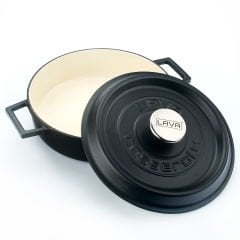 Lava Casting Multi-Purpose Flat Pot Diameter (Ø)24cm. Edition Series with Cast Iron Solid Handle - Matte Black