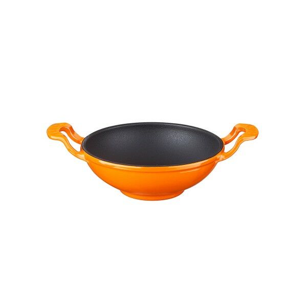 Lava Döküm Mini Wok Çap(Ø)16cm. Yekpare Kulplu  - Turuncu