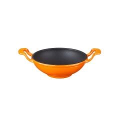 Lava Cast Iron Mini Wok Diameter (Ø)16cm. Solid Handle - Orange