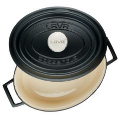 Lava Cast Oval Pot Dimensions 23x29 cm. Edition Series - Matte Black