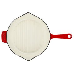 Lava Casting runde Grillpfanne, Durchmesser (Ø) 28 cm. Gusseisen-Solid-Griff-Edition-Serie – Rot