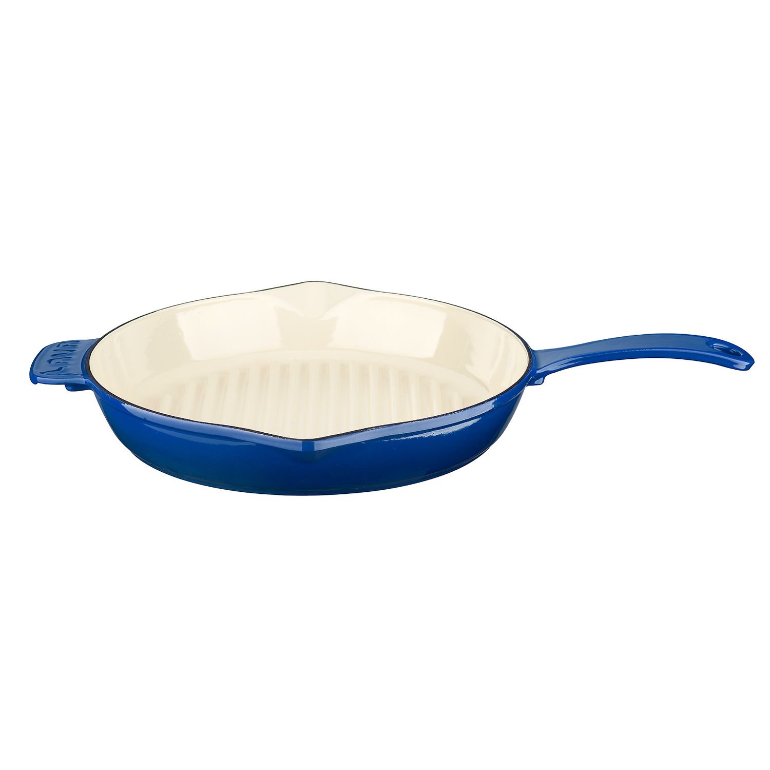 Lava Casting runde Grillpfanne, Durchmesser (Ø) 28 cm. Gusseisen-Serie mit festem Griff, Edition – Blau