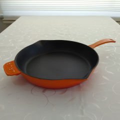 Lava Cast Iron Round Frying Pan Diameter(Ø)28cm with Cast Iron Monolithic Handle. - Orange