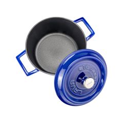 Lava Cast Round Pot Diameter (Ø)20cm. Premium Series with Cast Iron Solid Handle - Majolica Blue