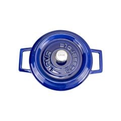 Lava Cast Round Pot Diameter (Ø)20cm. Premium Series with Cast Iron Solid Handle - Majolica Blue