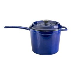 Lava Cast Round Sauce Pot Diameter (Ø)18cm. Cast Iron Solid Handle Premium Series - Majolica Blue