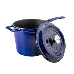 Lava Cast Round Sauce Pot Diameter (Ø)18cm. Cast Iron Solid Handle Premium Series - Majolica Blue