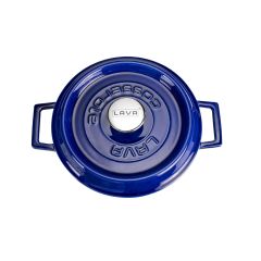 Lava Döküm Çap(Ø)24cm. Yuvarlak Tencere Döküm Demir Yekpare Kulplu Premium Serisi - Majolica Mavi