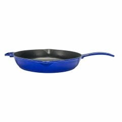 Lava Cast Majolica Blue 8 Piece Pot and Pan Set with Silicone Handle and Wooden Spoon as a Gift