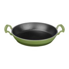 Lava Casting Round Bowl Diameter (Ø)24cm. Cast Iron Solid Double Handle - Green