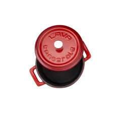 Lava Döküm Mini Tencere Çap(Ø)10 cm. Trendy Serisi  - Kırmızı