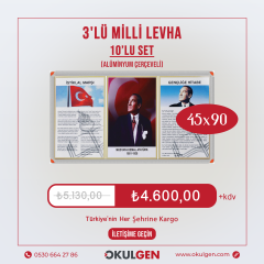 ÜÇLÜ MİLLİ LEVHA (ALÜMİNYUM ÇERÇEVELİ) | 45x90 | 10'LU SET