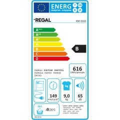 Regal KM 9102 B Enerji Sınıfı 9 Kg Çamaşır Kurutma Makinesi