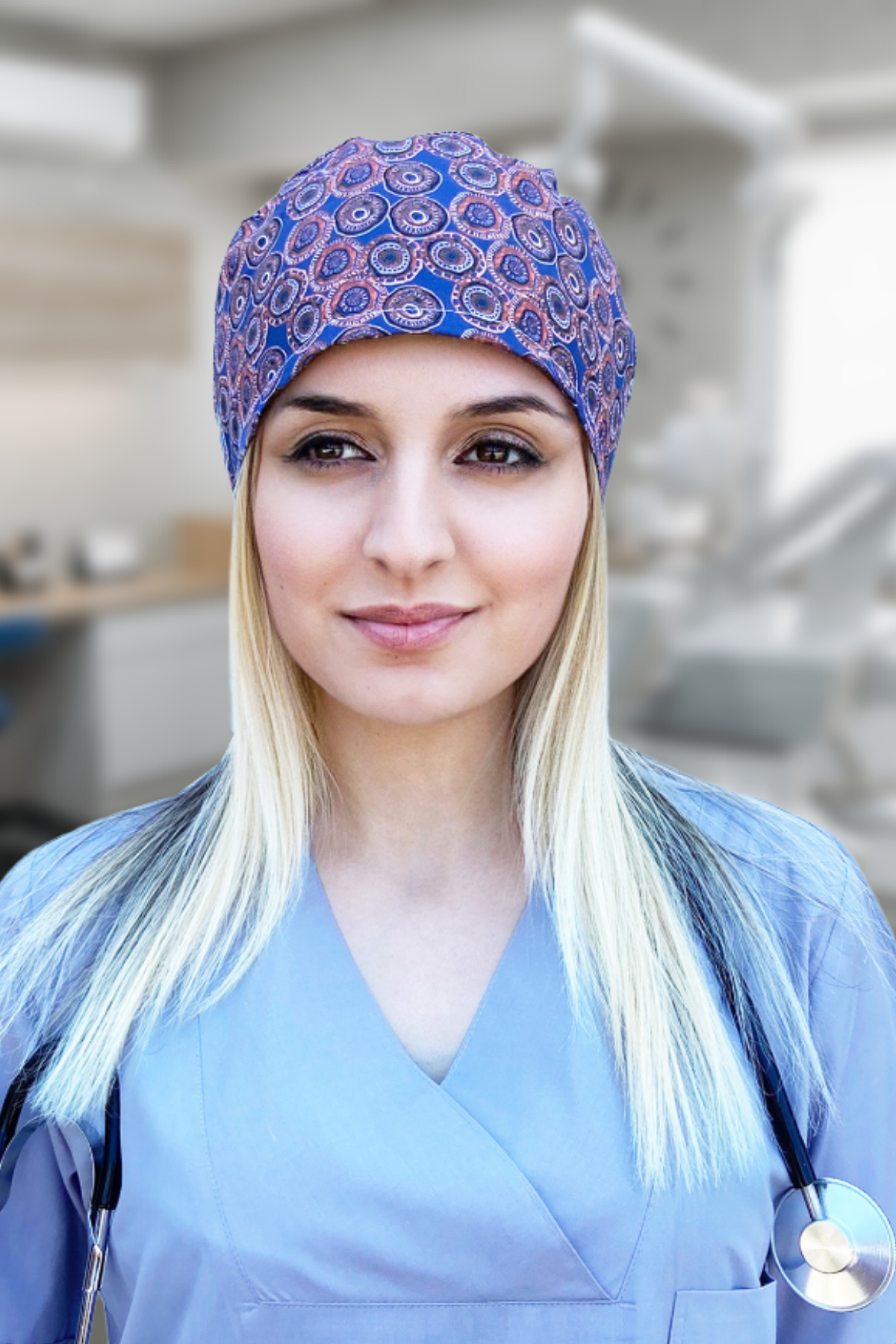 Bordo Karma Desenli Cerrahi Bone