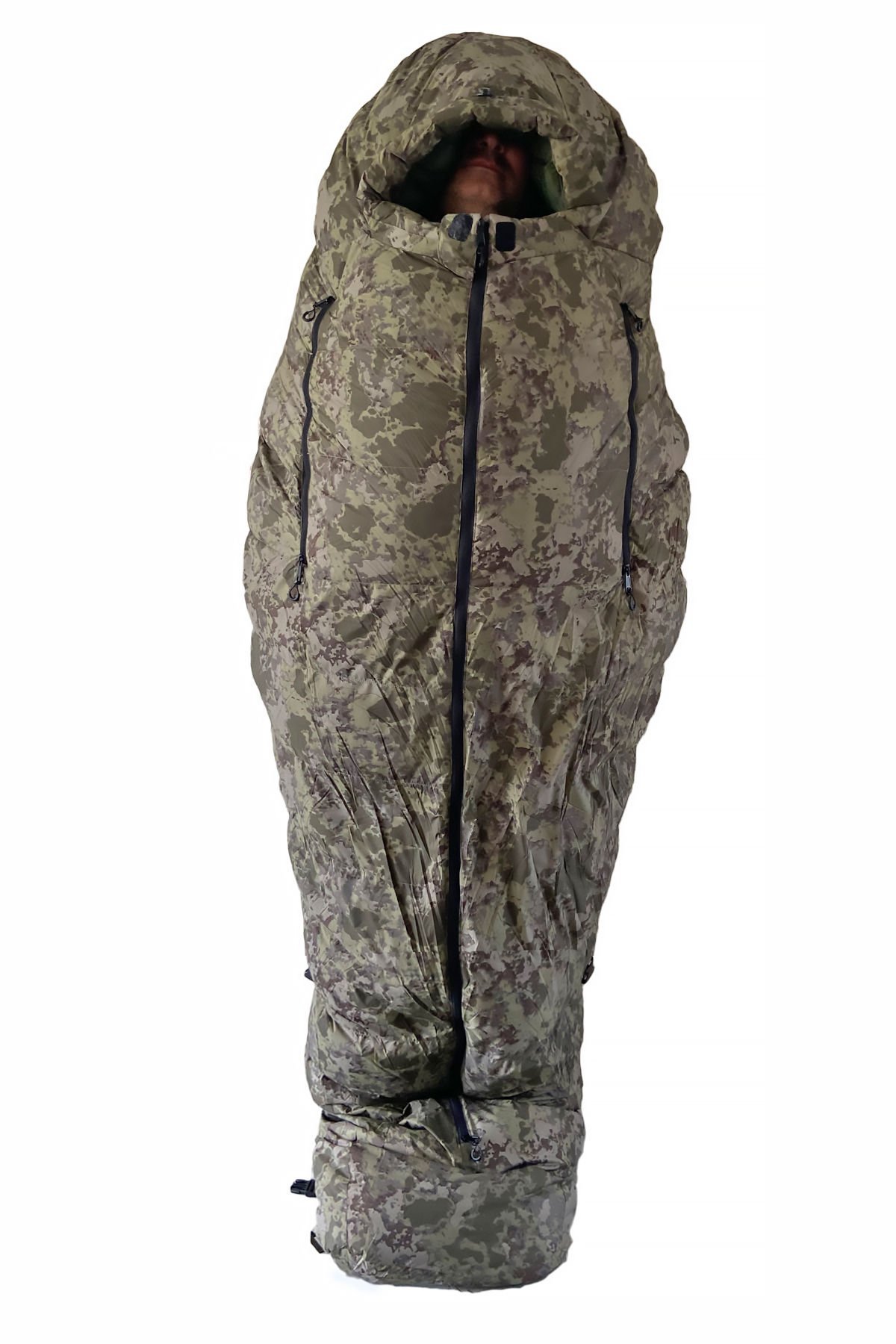 Kaz Tüyü Kamuflaj Desenli Askeri Model Yastıklı Uyku Tulumu -40ºc