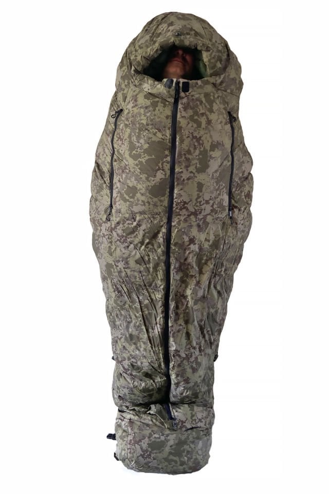 Kaz Tüyü Kamuflaj Desenli Askeri Model Yastıklı Uyku Tulumu -40ºc