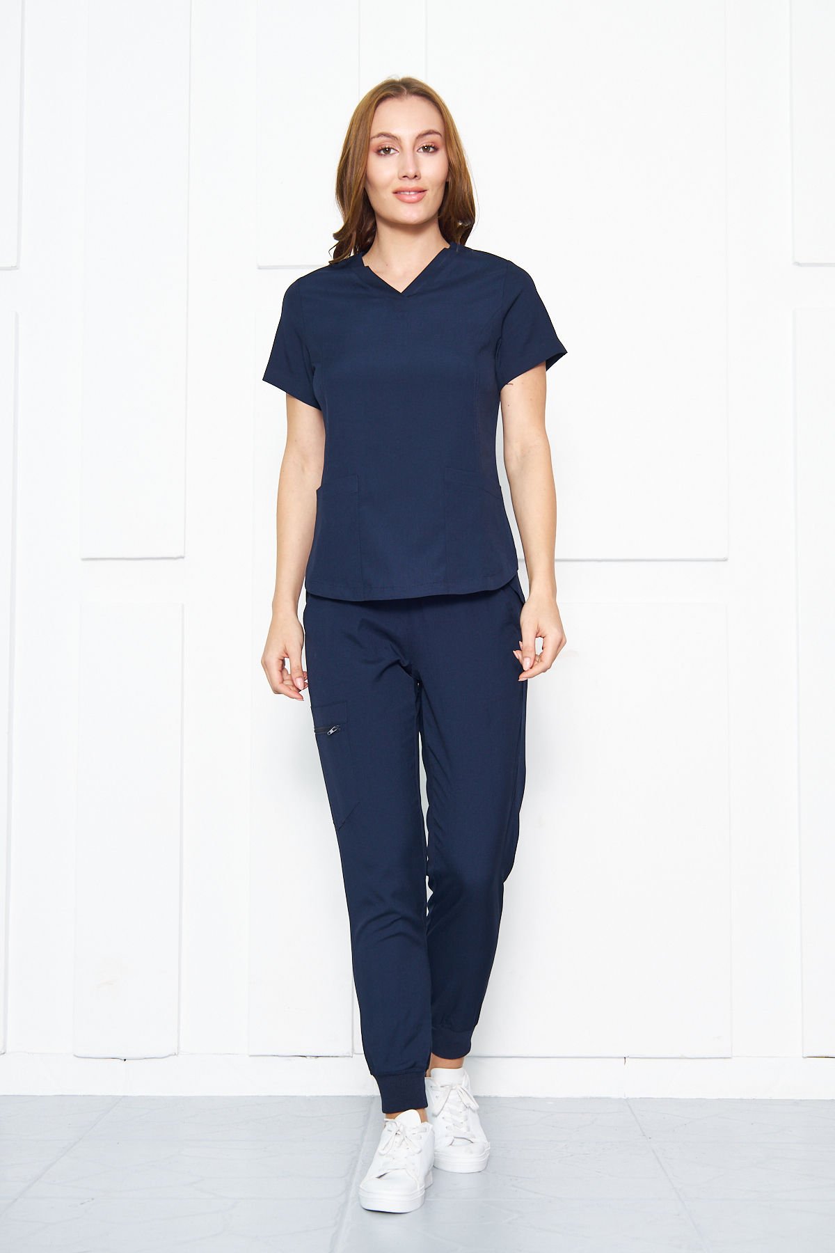 Lacivert Likralı Kadın Cerrahi Takım