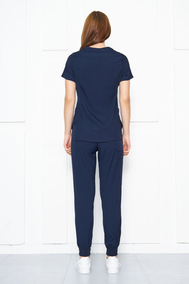 Lacivert Likralı Kadın Cerrahi Takım