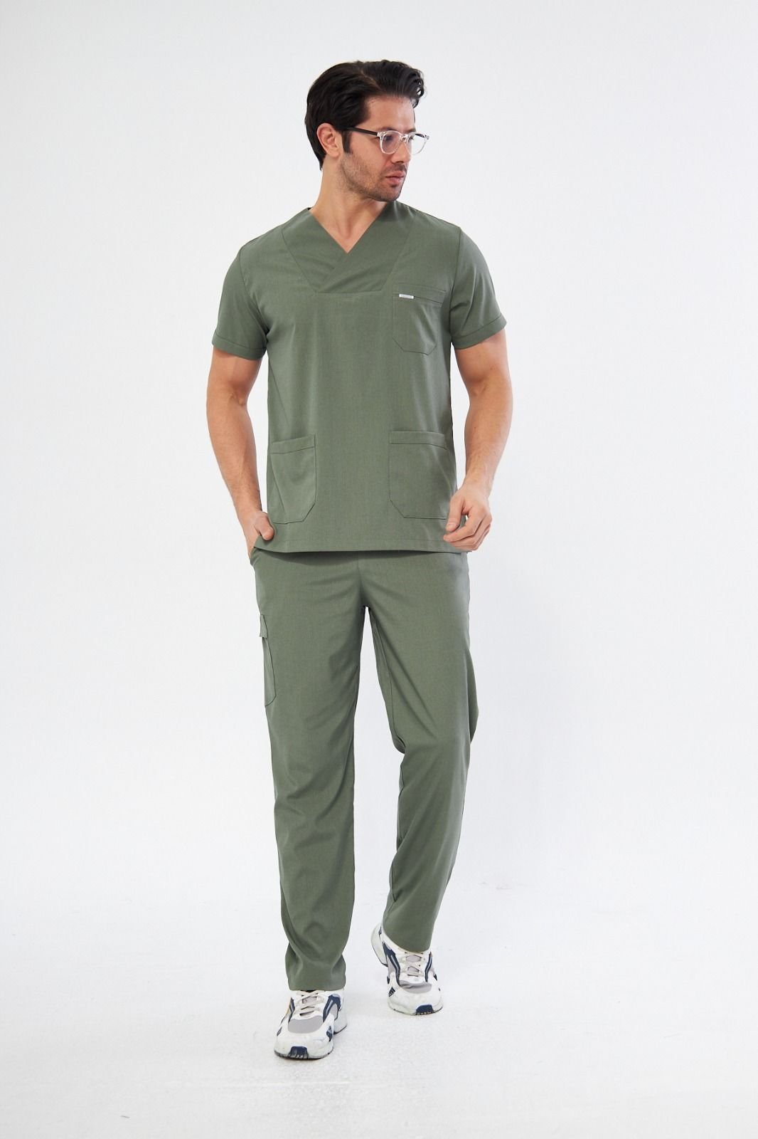 Küf Yeşili Likralı Erkek Cerrahi Takım