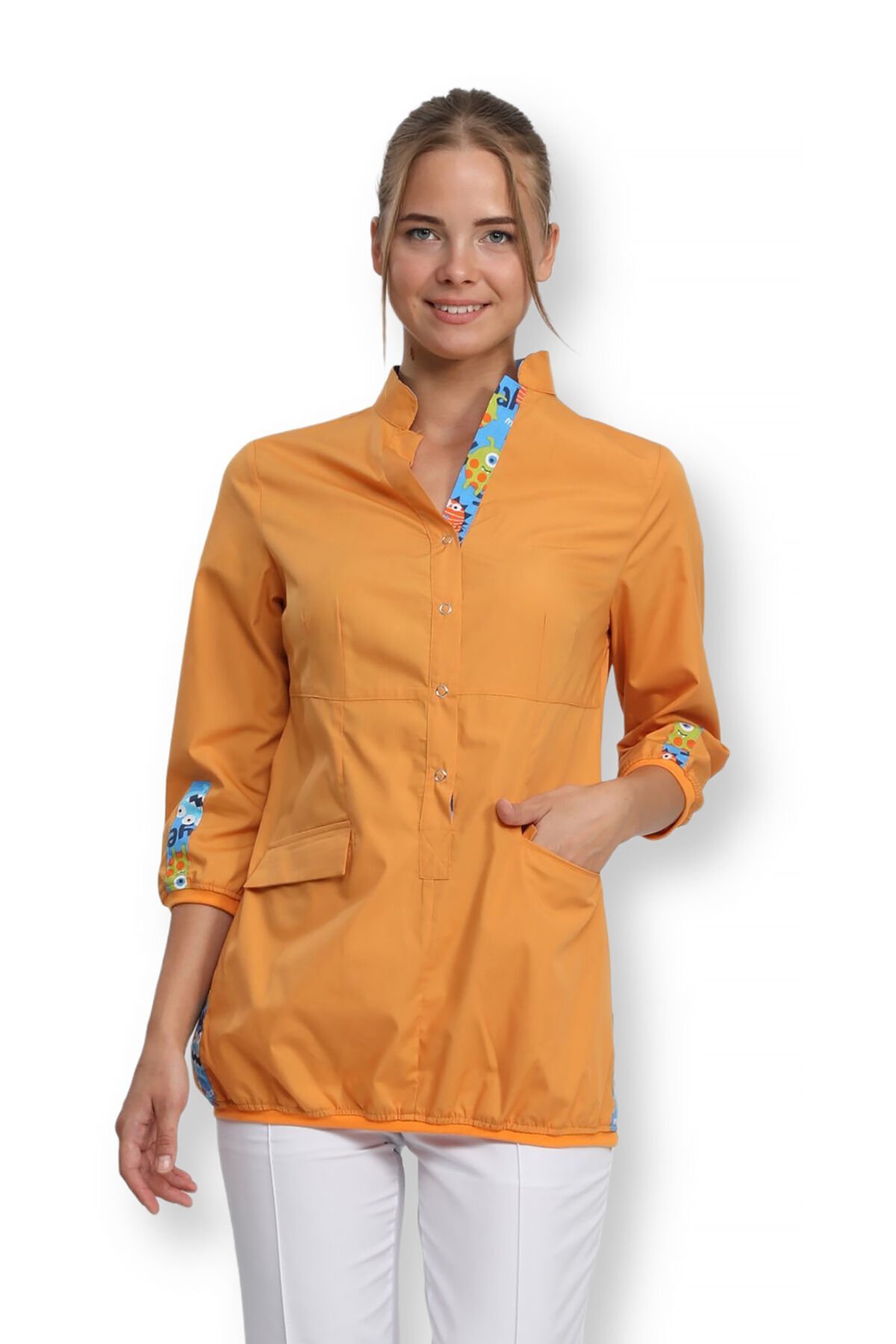 Kadın Grey Red Hardal Hemşire Tunik