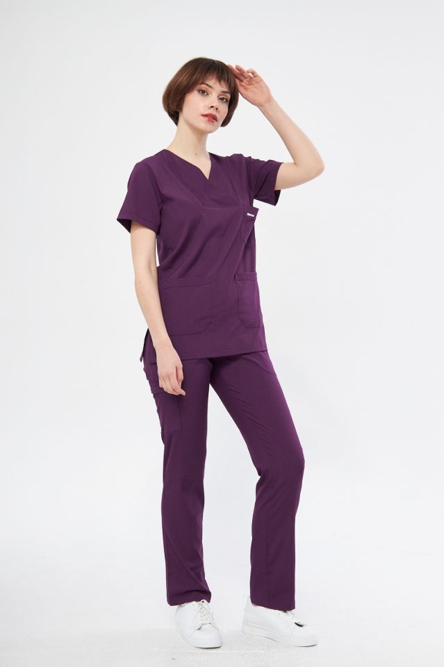 Mor Likralı Kadın Cerrahi Takım
