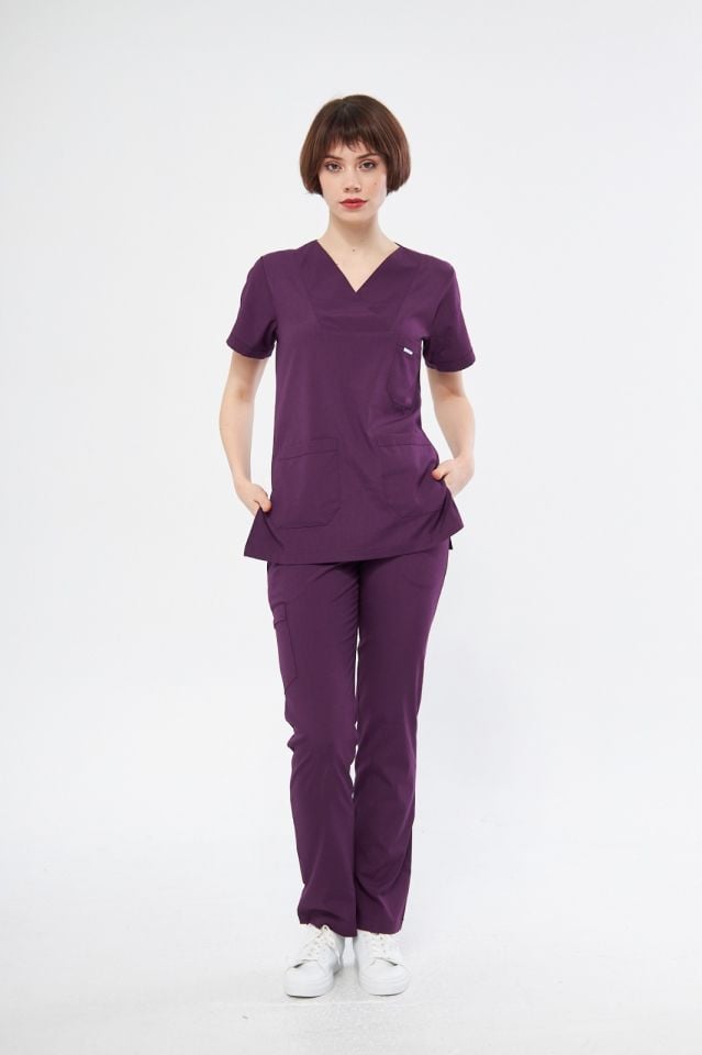 Mor Likralı Kadın Cerrahi Takım